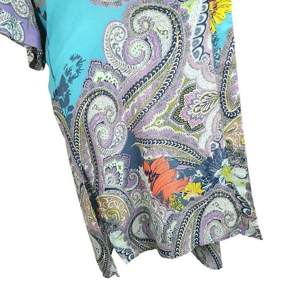 Catherines Boho Turquoise  Paisley Floral Maxi Kimono Cardigan  Cover Up - Picture 5 of 6
